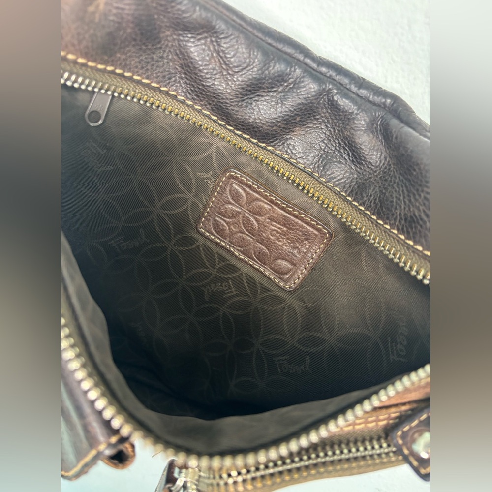 FOSSIL AUTHENTIC GENUINE LEATHER CROSSBODY SATCHEL MESSENGER BAG - Picture 6 of 10